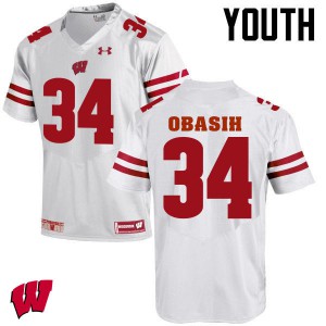 Youth University of Wisconsin #34 Chikwe Obasih White Football Jerseys 849719-108