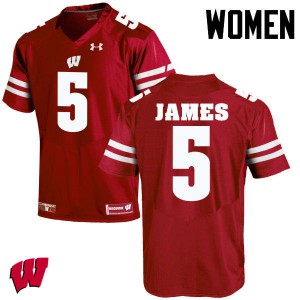 Women Wisconsin #5 Chris James Red Stitched Jerseys 425025-323