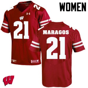 Womens Wisconsin Badgers #21 Chris Maragos Red Football Jersey 827229-906