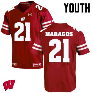 Youth University of Wisconsin #21 Chris Maragos Red Player Jerseys 229676-195