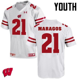 Youth University of Wisconsin #21 Chris Maragos White High School Jersey 224789-316
