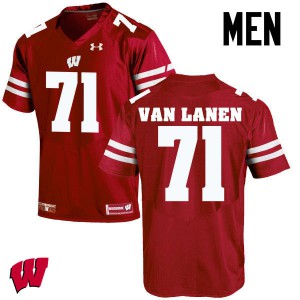 Men Wisconsin Badgers #71 Cole Van Lanen Red Embroidery Jersey 427400-180