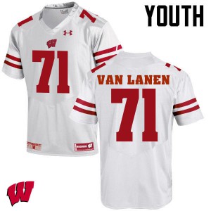 Youth Wisconsin #71 Cole Van Lanen White Football Jersey 651149-468