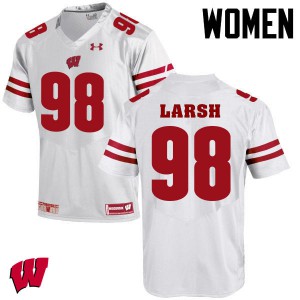 Womens Badgers #98 Collin Larsh White Official Jersey 506945-823