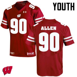 Youth Wisconsin Badgers #90 Connor Allen Red University Jerseys 335959-204