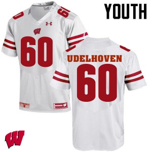 Youth Wisconsin #60 Connor Udelhoven White Embroidery Jersey 260998-719