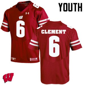 Youth Badgers #6 Corey Clement Red Stitched Jerseys 636647-590