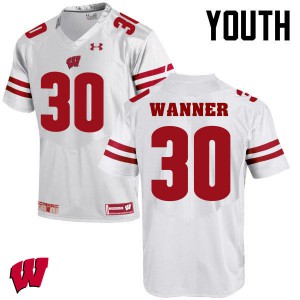 Youth Badgers #30 Coy Wanner White Embroidery Jerseys 449816-888