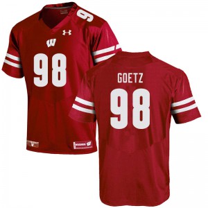 Mens Badgers #98 C.J. Goetz Red Embroidery Jersey 868770-993