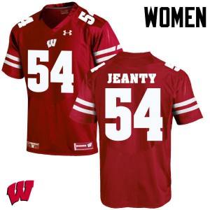 Womens Wisconsin Badgers #54 Dallas Jeanty Red Alumni Jersey 699294-662
