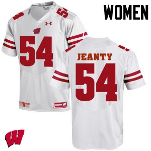Womens University of Wisconsin #54 Dallas Jeanty White Embroidery Jersey 385652-765
