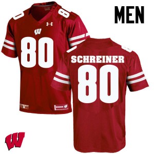 Men's University of Wisconsin #80 Dave Schreiner Red Official Jerseys 638392-631