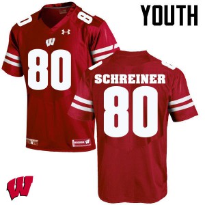 Youth Badgers #80 Dave Schreiner Red University Jerseys 820923-604