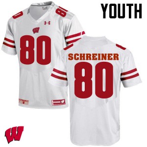 Youth Wisconsin #80 Dave Schreiner White NCAA Jerseys 791561-943
