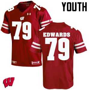 Youth University of Wisconsin #79 David Edwards Red High School Jerseys 195675-964