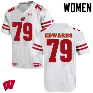Womens Wisconsin Badgers #79 David Edwards White Official Jerseys 353214-146
