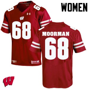 Women's Wisconsin #68 David Moorman Red Embroidery Jersey 440807-643