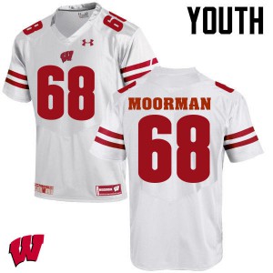 Youth Wisconsin Badgers #68 David Moorman White Stitch Jersey 505886-469