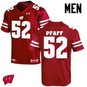 Mens University of Wisconsin #52 David Pfaff Red Football Jerseys 113515-667