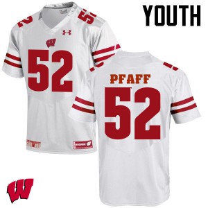 Youth University of Wisconsin #52 David Pfaff White NCAA Jersey 909377-959