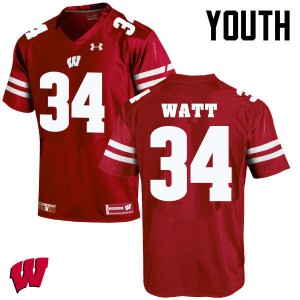 Youth Wisconsin #34 Derek Watt Red High School Jerseys 194763-697