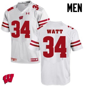 Men's Wisconsin Badgers #34 Derek Watt White Embroidery Jerseys 676771-717
