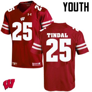 Youth Badgers #25 Derrick Tindal Red Player Jerseys 232055-770