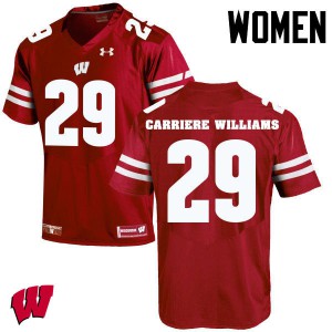 Womens University of Wisconsin #29 Dontye Carriere-Williams Red NCAA Jerseys 223551-763
