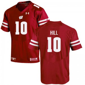 Mens University of Wisconsin #10 Deacon Hill Red University Jerseys 545188-482