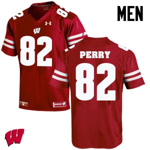 Mens Wisconsin #82 Emmet Perry Red Stitch Jerseys 830710-940
