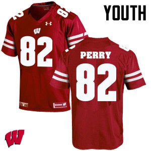 Youth University of Wisconsin #82 Emmet Perry Red Official Jersey 484160-452