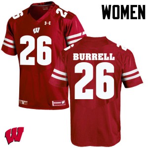 Women's University of Wisconsin #26 Eric Burrell Red Football Jersey 497170-772