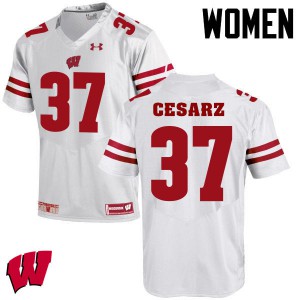 Women's UW #37 Ethan Cesarz White Embroidery Jersey 395823-417