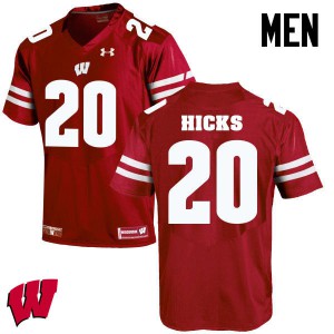Mens Wisconsin #20 Faion Hicks Red Stitched Jerseys 512375-820