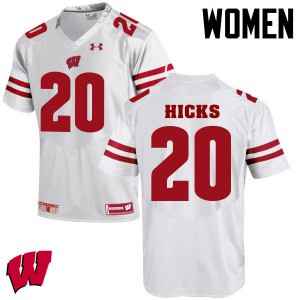 Women's Wisconsin #20 Faion Hicks White Alumni Jersey 169537-767