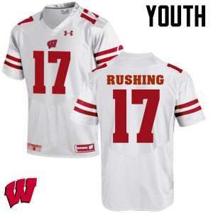 Youth Badgers #17 George Rushing White Football Jersey 168164-861