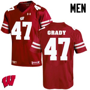 Mens Wisconsin #47 Griffin Grady Red Stitched Jersey 750273-472