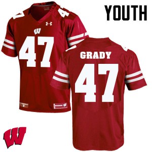 Youth University of Wisconsin #47 Griffin Grady Red Official Jerseys 752919-235
