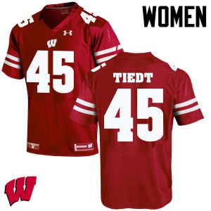 Women's Wisconsin #45 Hegeman Tiedt Red Football Jersey 316102-655