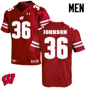 Men University of Wisconsin #36 Hunter Johnson Red College Jerseys 126521-240