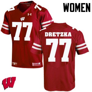 Womens Wisconsin Badgers #77 Ian Dretzka Red High School Jerseys 455260-959