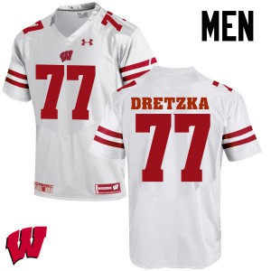 Mens University of Wisconsin #77 Ian Dretzka White NCAA Jerseys 530263-109