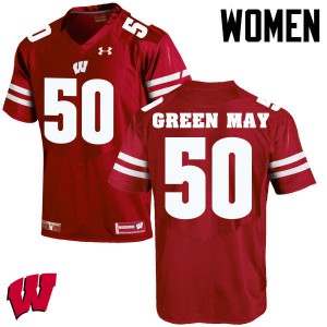 Women University of Wisconsin #50 Izayah Green-May Red Official Jerseys 721092-563