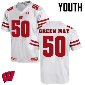 Youth University of Wisconsin #50 Izayah Green-May White Stitched Jerseys 578601-611