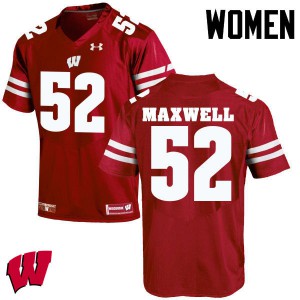 Womens Wisconsin Badgers #52 Jacob Maxwell Red Embroidery Jersey 551695-188
