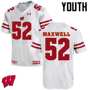 Youth Wisconsin #52 Jacob Maxwell White Embroidery Jerseys 391936-635