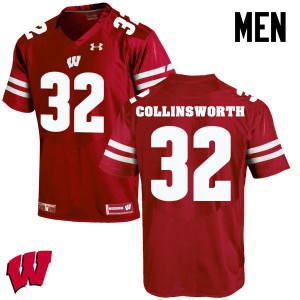Mens Badgers #32 Jake Collinsworth Red High School Jersey 230579-699