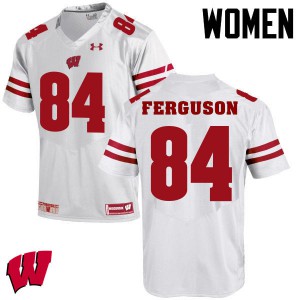 Women's Wisconsin Badgers #84 Jake Ferguson White Alumni Jersey 406327-641