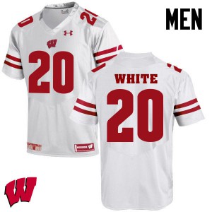 Men University of Wisconsin #20 James White White College Jersey 713406-724