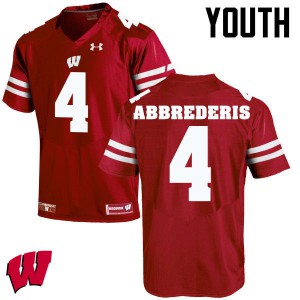 Youth University of Wisconsin #4 Jared Abbrederis Red Stitch Jersey 181692-326